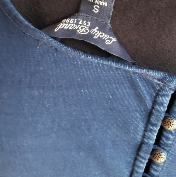 NWT Lucky Brand Blue & Red Embroidered Cold Shoulder Top - Picture 8 of 8